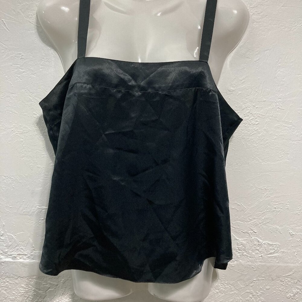 Vintage Maxi of California Cami Y2K Top Straps Satin Black Goth Size L